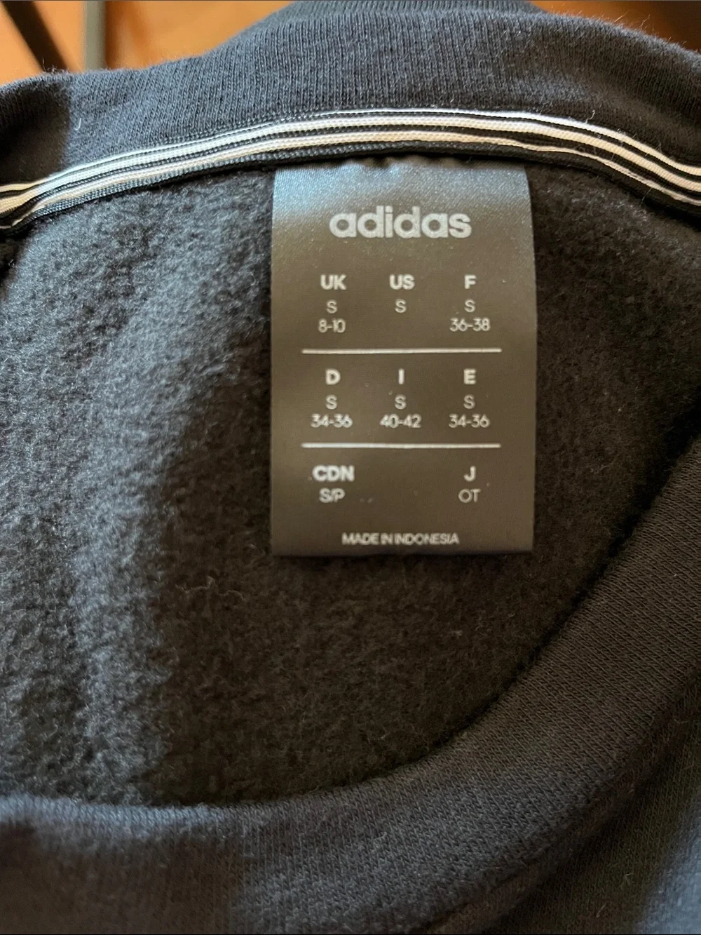 Adidas Black‎ Crewneck with White Shoulder Stripes. Dri Fit.
